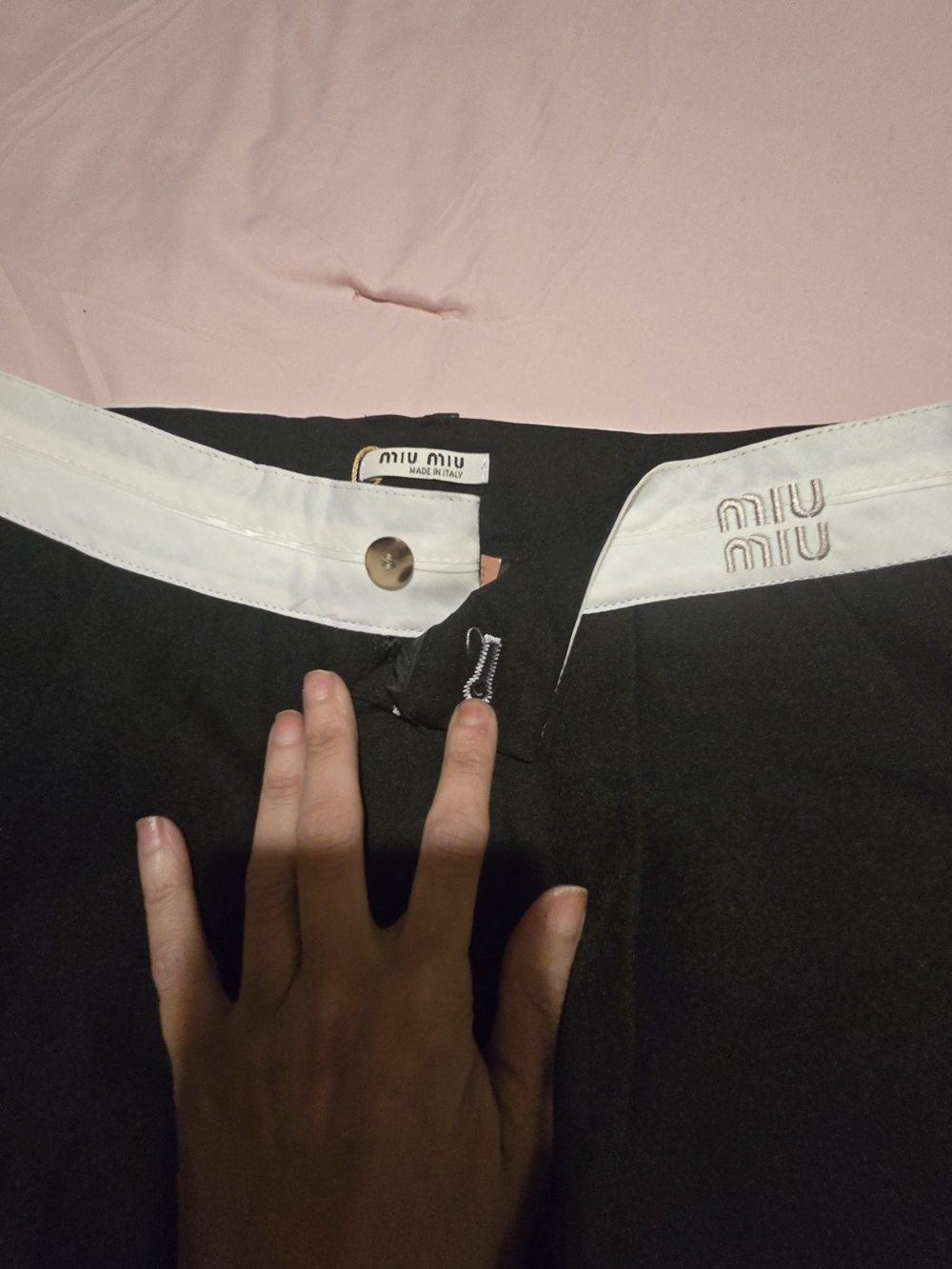 Miu Miu Miu BlackWomen Trousers with White Waistband